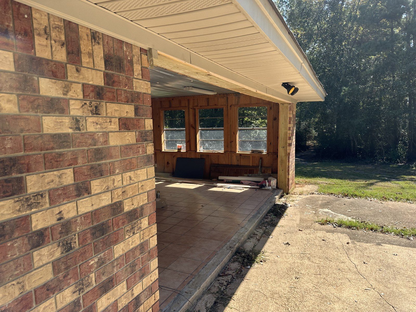 Covered patio before new concrete was poured
